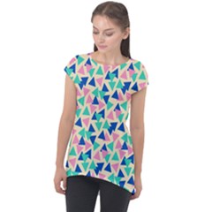 Pop Triangles Cap Sleeve High Low Top by ConteMonfrey