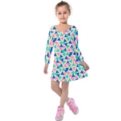 Pop Triangles Kids  Long Sleeve Velvet Dress