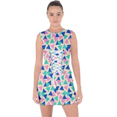 Pop Triangles Lace Up Front Bodycon Dress by ConteMonfrey