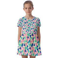 Pop Triangles Kids  Short Sleeve Pinafore Style Dress by ConteMonfrey