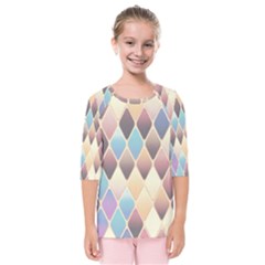 Abstract Colorful Diamond Background Tile Kids  Quarter Sleeve Raglan Tee