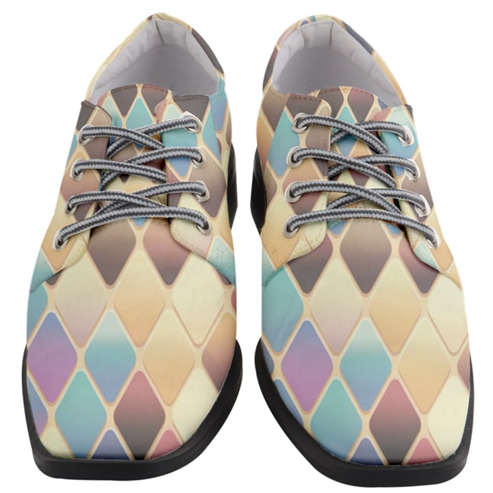 Abstract Colorful Diamond Background Tile Women Heeled Oxford Shoes