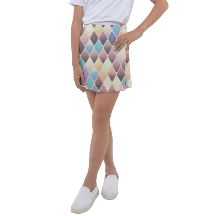 Abstract Colorful Diamond Background Tile Kids  Tennis Skirt