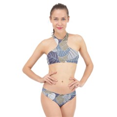 Ackground Leaves Desktop High Neck Bikini Set by Amaryn4rt