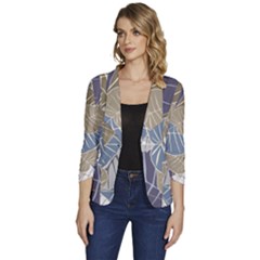 Ackground Leaves Desktop Women s One-button 3/4 Sleeve Short Jacket by Amaryn4rt