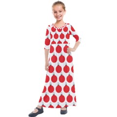 Christmas Baubles Bauble Holidays Kids  Quarter Sleeve Maxi Dress by Amaryn4rt