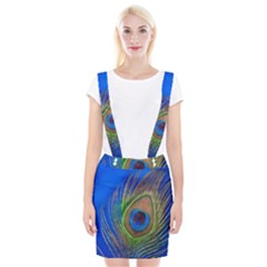 Blue Peacock Feather Braces Suspender Skirt