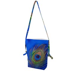 Blue Peacock Feather Folding Shoulder Bag by Amaryn4rt