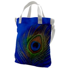 Blue Peacock Feather Canvas Messenger Bag