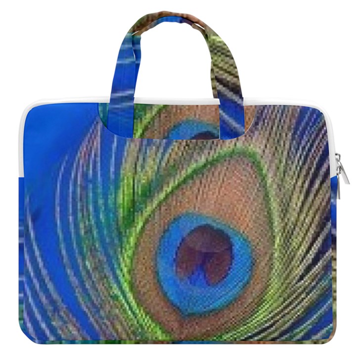 Blue Peacock Feather MacBook Pro 13  Double Pocket Laptop Bag