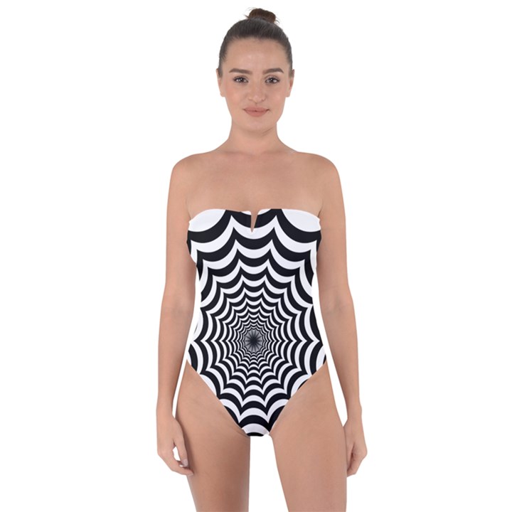 Spider Web Hypnotic Tie Back One Piece Swimsuit