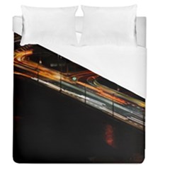 Highway Night Lighthouse Car Fast Duvet Cover (queen Size) by Amaryn4rt