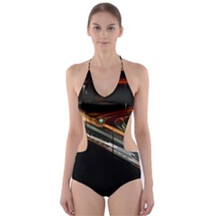 Highway Night Lighthouse Car Fast Cut-out One Piece Swimsuit by Amaryn4rt