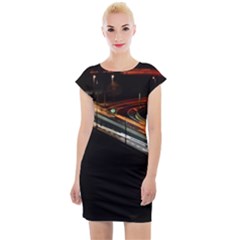 Highway Night Lighthouse Car Fast Cap Sleeve Bodycon Dress by Amaryn4rt