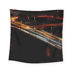 Highway Night Lighthouse Car Fast Square Tapestry (small) by Amaryn4rt