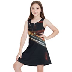 Highway Night Lighthouse Car Fast Kids  Lightweight Sleeveless Dress by Amaryn4rt