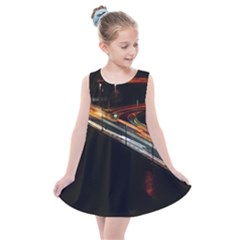 Highway Night Lighthouse Car Fast Kids  Summer Dress by Amaryn4rt