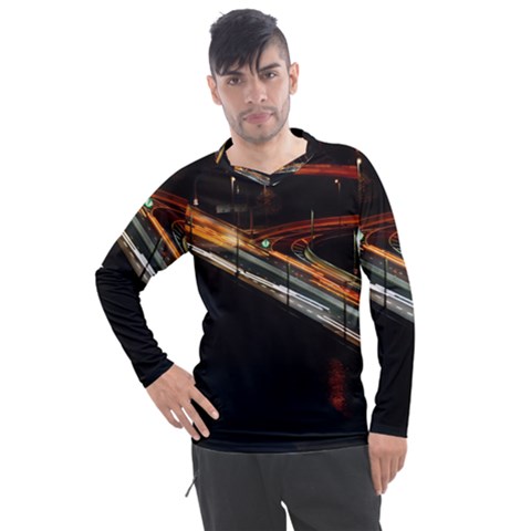 Highway Night Lighthouse Car Fast Men s Pique Long Sleeve Tee by Amaryn4rt