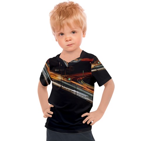 Highway Night Lighthouse Car Fast Kids  Sports Tee by Amaryn4rt