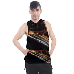 Highway Night Lighthouse Car Fast Men s Sleeveless Hoodie by Amaryn4rt