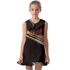 Highway Night Lighthouse Car Fast Kids  Pilgrim Collar Ruffle Hem Dress by Amaryn4rt