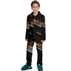 Highway Night Lighthouse Car Fast Kids  Long Sleeve Velvet Pajamas Set by Amaryn4rt