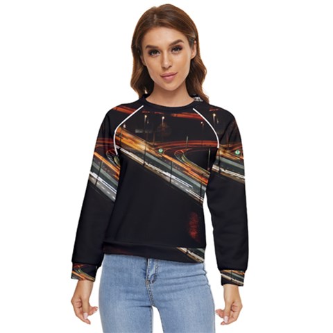 Highway Night Lighthouse Car Fast Women s Long Sleeve Raglan Tee by Amaryn4rt