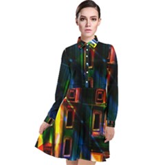 Architecture City Homes Window Long Sleeve Chiffon Shirt Dress by Amaryn4rt