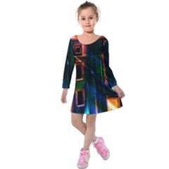 Architecture City Homes Window Kids  Long Sleeve Velvet Dress by Amaryn4rt