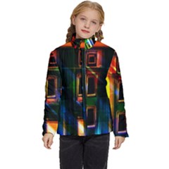 Architecture City Homes Window Kids  Puffer Bubble Jacket Coat by Amaryn4rt