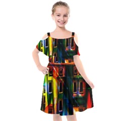 Architecture City Homes Window Kids  Cut Out Shoulders Chiffon Dress by Amaryn4rt