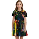 Architecture City Homes Window Kids  Bow Tie Puff Sleeve Dress View1