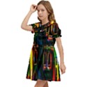 Architecture City Homes Window Kids  Bow Tie Puff Sleeve Dress View3