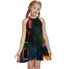 Architecture City Homes Window Kids  Halter Collar Waist Tie Chiffon Dress by Amaryn4rt