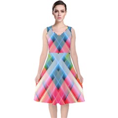 Graphics Colorful Colors Wallpaper Graphic Design V-neck Midi Sleeveless Dress  by Amaryn4rt