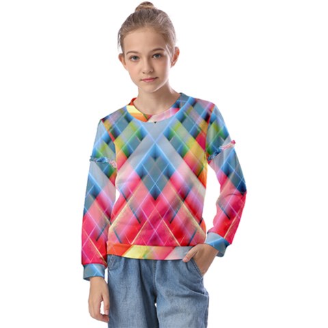 Graphics Colorful Colors Wallpaper Graphic Design Kids  Long Sleeve Tee With Frill  by Amaryn4rt