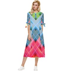 Graphics Colorful Colors Wallpaper Graphic Design Bow Sleeve Chiffon Midi Dress by Amaryn4rt