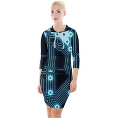 A Completely Seamless Background Design Circuitry Quarter Sleeve Hood Bodycon Dress by Amaryn4rt