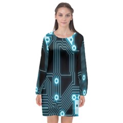 A Completely Seamless Background Design Circuitry Long Sleeve Chiffon Shift Dress  by Amaryn4rt