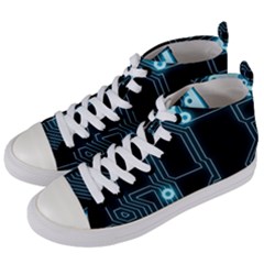 A Completely Seamless Background Design Circuitry Women s Mid-top Canvas Sneakers by Amaryn4rt