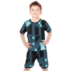 A Completely Seamless Background Design Circuitry Kids  Tee And Shorts Set by Amaryn4rt