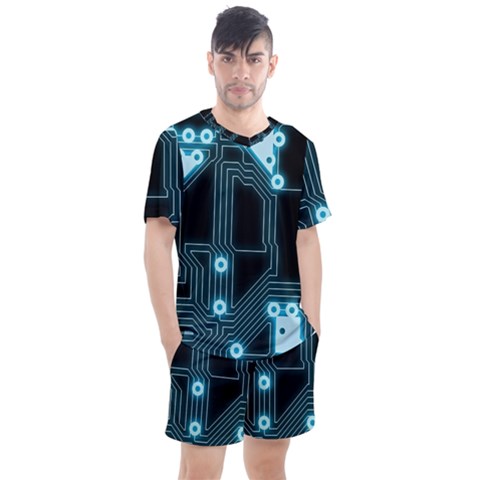 A Completely Seamless Background Design Circuitry Men s Mesh Tee And Shorts Set by Amaryn4rt