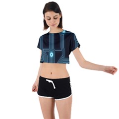 A Completely Seamless Background Design Circuitry Tie Back Short Sleeve Crop Tee by Amaryn4rt