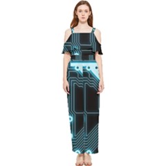 A Completely Seamless Background Design Circuitry Draped Sleeveless Chiffon Jumpsuit