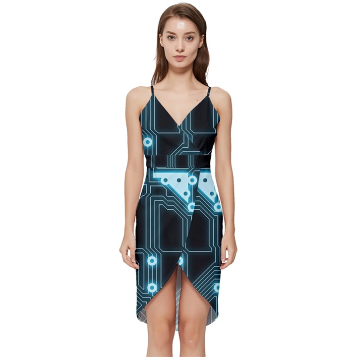 A Completely Seamless Background Design Circuitry Wrap Frill Dress