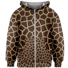 Giraffe Animal Print Skin Fur Kids  Zipper Hoodie Without Drawstring