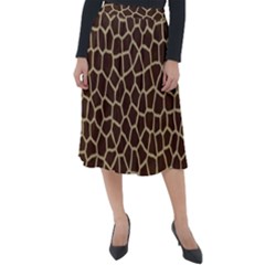 Giraffe Animal Print Skin Fur Classic Velour Midi Skirt 