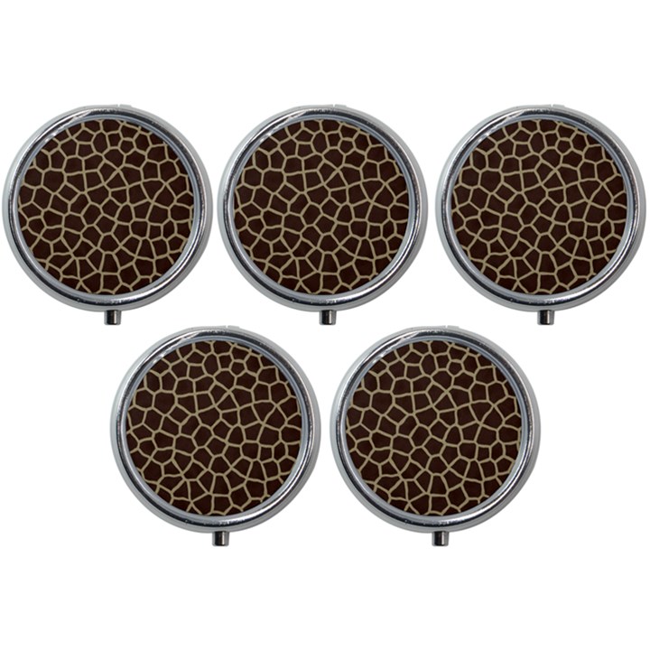 Giraffe Animal Print Skin Fur Mini Round Pill Box (Pack of 5)