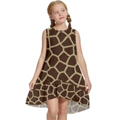 Giraffe Animal Print Skin Fur Kids  Frill Swing Dress by Amaryn4rt