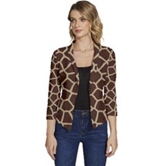 Giraffe Animal Print Skin Fur Women s Casual 3/4 Sleeve Spring Jacket